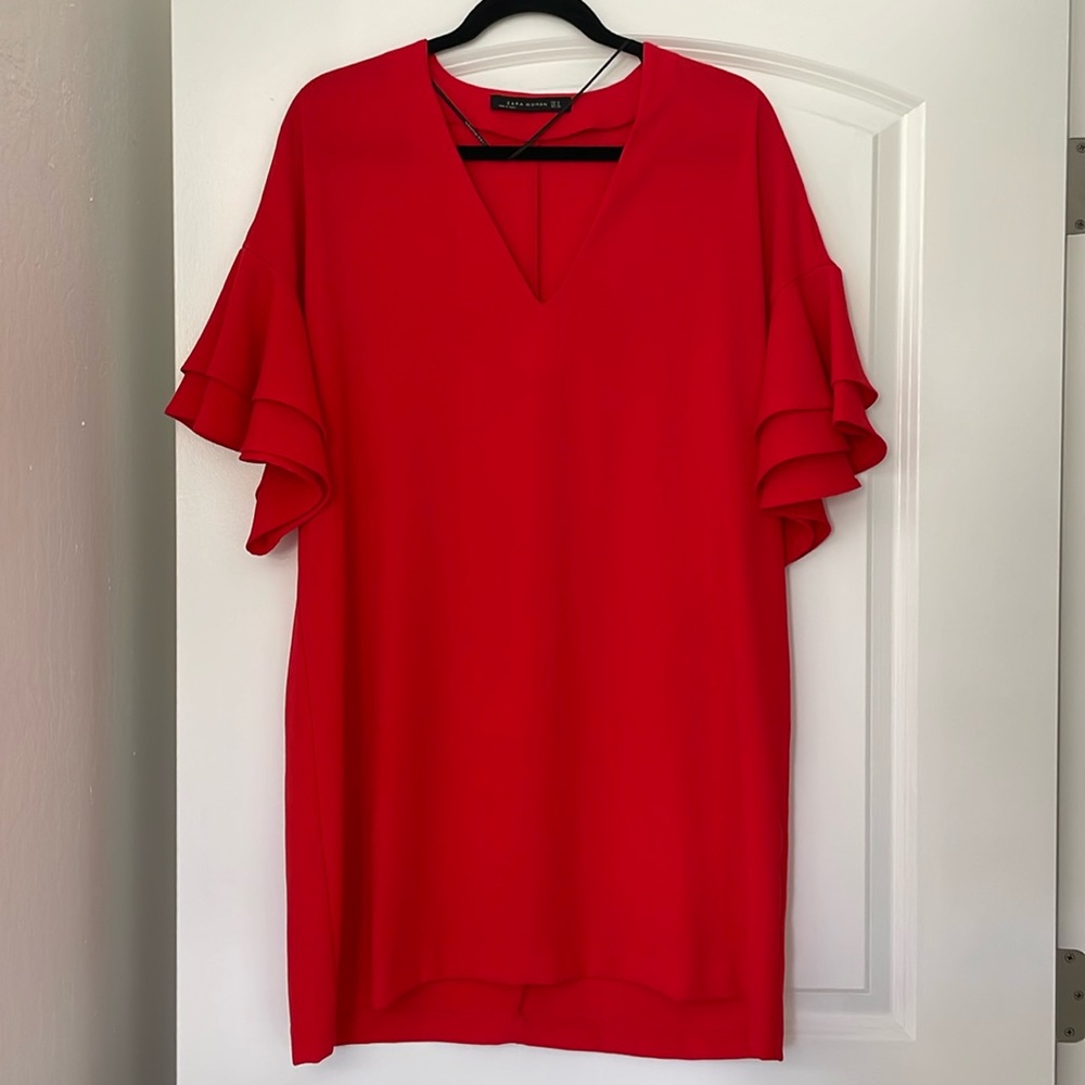 Zara woman red shirt dress XL